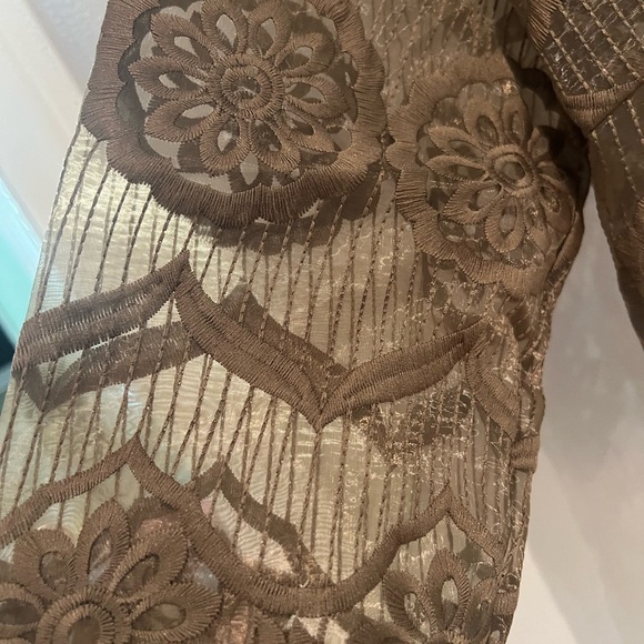 Chico's  Lace Sheer Open Front Jacket Bolero Mint! Size 2 (large) - Picture 3 of 4